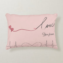 Love You Forever Romantic Heart & EKG Throw Pillow