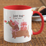 Love You Fur-Ever Cute French Dachshund Dog<br><div class="desc">Love You Fur-Ever Cute French Dachshund Dog Mug features a cute Dachshund dog wearing heart shaped glasses, pink beret and bow holding a flower and carrying gifts with the text "Love you fur-ever" in modern script typography. Accented with cute red love hearts. Perfect gift for girlfriend, sweetheart, wife, dog lover...</div>
