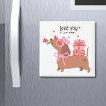 Love You Fur-Ever Cute French Dachshund Dog<br><div class="desc">Love You Fur-Ever Cute French Dachshund Dog Magnet features a cute Dachshund dog wearing heart shaped glasses, pink beret and bow holding a flower and carrying gifts with the text "Love you fur-ever" in modern script typography. Accented with cute red love hearts. Perfect gift for girlfriend, sweetheart, wife, dog lover...</div>