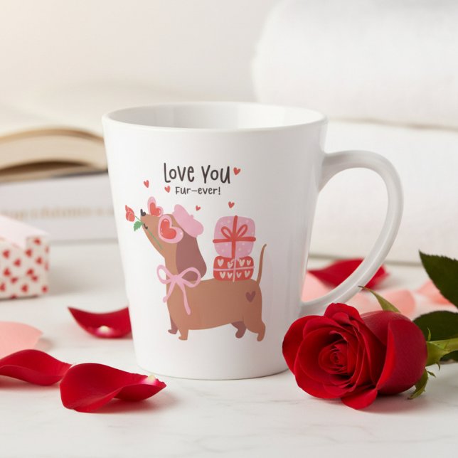 Love You Fur-Ever Cute French Dachshund Dog Latte Mug (Creator Uploaded)