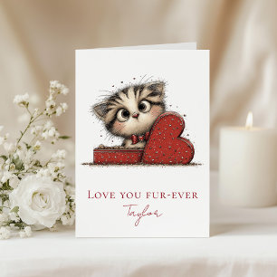 Love You Fur-Ever Funny Cat Valentine Folded Card