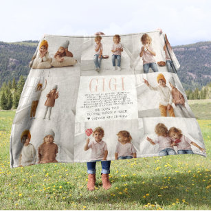 Love You Gigi   Custom Message Photo Collage Fleece Blanket