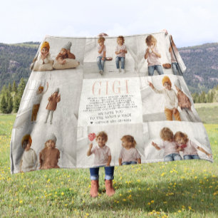 Love You Gigi Custom Message Photo Collage Fleece Blanket