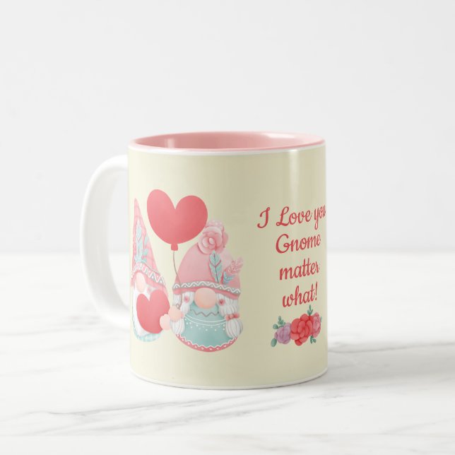 Love You Gnome Matter What - Gnome Couple  Two-Tone Coffee Mug (Front Left)