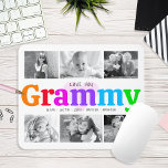 Love You Grammy Colourful Rainbow 6 Photo Collage Mouse Pad<br><div class="desc">“Love you Grammy.” She’s loving every minute with her grandkids. A playful, whimsical, stylish visual of colourful rainbow coloured bold typography and black handwritten typography overlay a soft, light pink heart and a white background. Add 6 cherished photos of your choice and customise the names and message, for the perfect...</div>