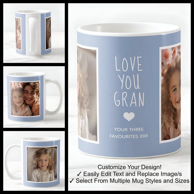 Love You Gran Photos Modern Blue C410 & White  Coffee Mug (Creator Uploaded)