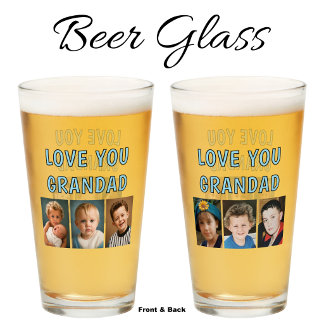 Love you Grandad 6 photos blue beer Glass