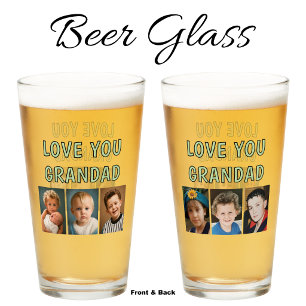 Love you Grandad 6 photos green beer Glass