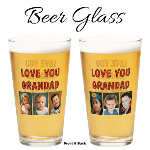 Love you Grandad 6 photos red beer Glass