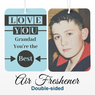 Love you Grandad custom photo blue Car Air Freshener