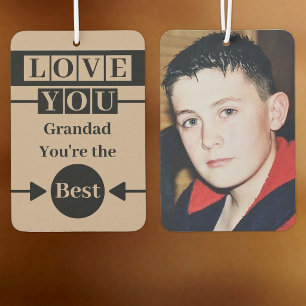Love you Grandad custom photo brown Car Air Freshener