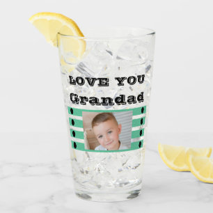 Love you Grandad two photos black green beer Glass