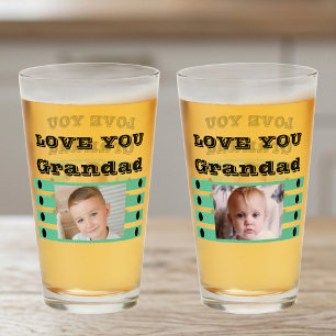 Love you Grandad two photos black green beer Glass