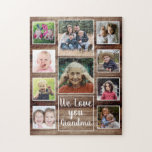 Love You Grandma 10 Family Photo Collage  Wood Jigsaw Puzzle<br><div class="desc">Unique photo collage jigsaw puzzle personalised with 10 photographs and a special message to grandma for mother's day or grandparent's day.</div>