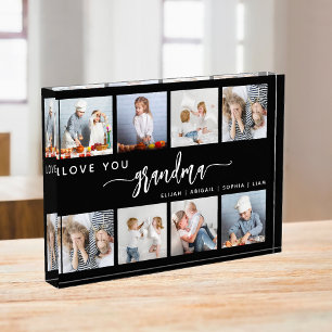 Love You Grandma 8 Photo Collage Black and White Block