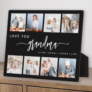 Love You Grandma 8 Photo Collage Black Plaque