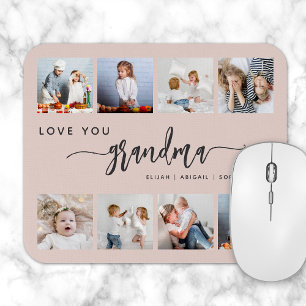 Love You Grandma 8 Photo Collage Blush Pink Mouse Pad