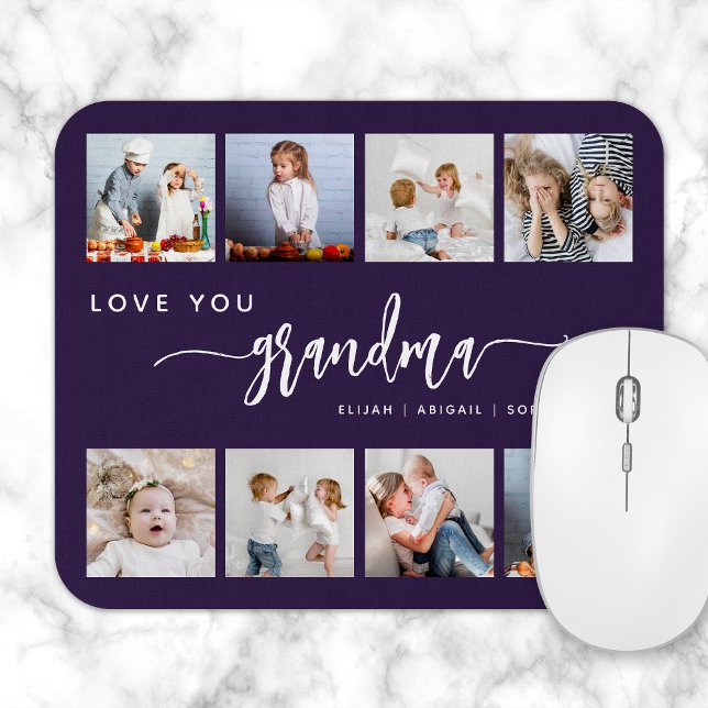 Love You Grandma 8 Photo Collage Purple Mouse Pad (Creator Uploaded)