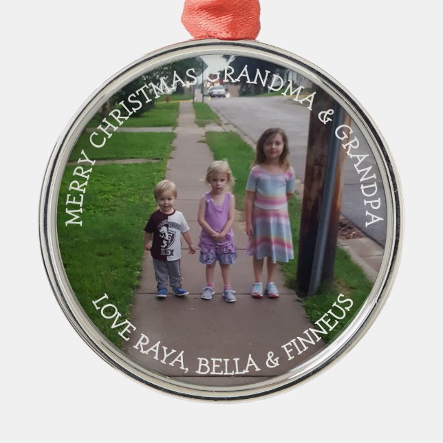 Love You Grandma and Grandpa Christmas Metal Tree Decoration (Front)