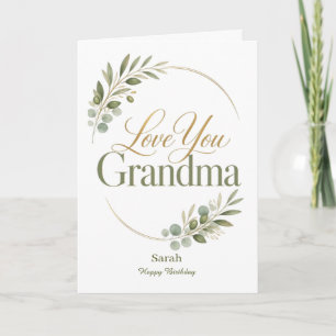 Love You Grandma Birthday Botanical Card