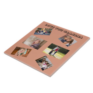 Love You Grandma Chic Sans Serif 6 Photos Angled Tile