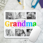 Love You Grandma Colourful Modern 6 Photo Collage Mouse Pad<br><div class="desc">“Love you Grandma.” She’s loving every minute with her grandkids. A playful, whimsical, stylish visual of colourful rainbow coloured bold typography and black handwritten typography overlay a soft, light pink heart and a white background. Add 6 cherished photos of your choice and customise the names and message, for the perfect...</div>