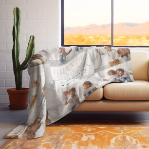 Love You Grandma   Custom Message Photo Collage Fleece Blanket