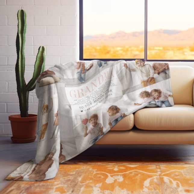 Love You Grandma | Custom Message Photo Collage Fleece Blanket (Creator Uploaded)