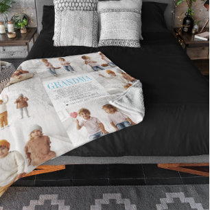 Love You Grandma   Custom Message Photo Collage Fleece Blanket