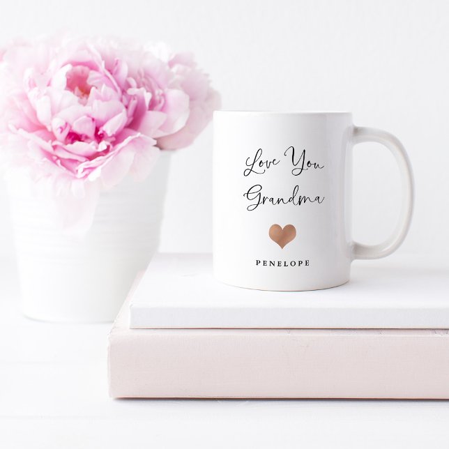 Love You Grandma | Handwritten Script and Heart Coffee Mug (Creator Uploaded)