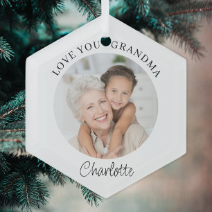 Love You Grandma Keepsake Photo  Ceramic Ornament