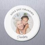 Love You Grandma Keepsake Photo Magnet<br><div class="desc">This modern Grandma keepsake photo magnet says "Love you Grandma" and is easily customisable with your name and photo.
It makes a special gift for a special grandparent.</div>
