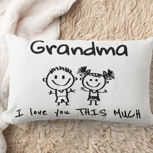 Love You Grandma Kids Art Personalized Gift Lumbar Cushion