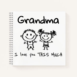 Love You Grandma Kids Art Personalized Gift Notebook