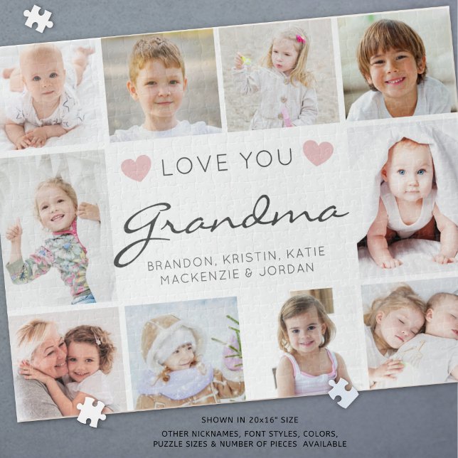 Love You Grandma or Nickname 10 Photo Collage Jigsaw Puzzle (Creator Uploaded)