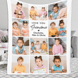 Love You Grandma Personalised 11 Photo Grandparent Fleece Blanket