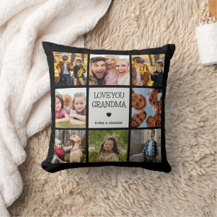 Love You Grandma   Photo Collage Handwritten Text Cushion