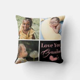 Love You Grandma   Photo Collage Handwritten Text  Cushion