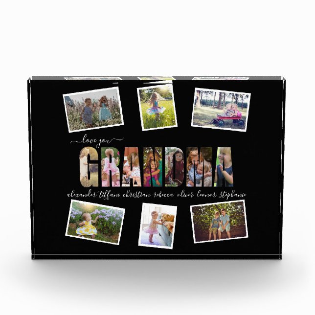 Love You Grandma Photo Collage Letters Photo Block (Front)