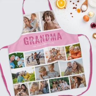 Love You Grandma Photo Collage Pink Apron