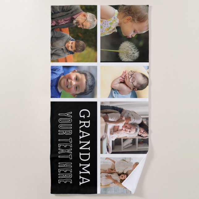 Love You Grandma | Photo Collage & Text  Beach Towel (Front)