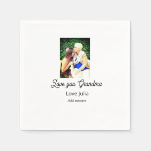 Love you Grandma photo name love message grandkids Napkin
