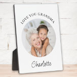 Love You Grandma Photo Plaque<br><div class="desc">This stylish Grandma keepsake photo plaque says "Love you Grandma" and is easily customisable with your name and photo.
It makes a special gift for a special grandparent.</div>
