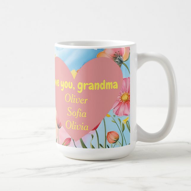love you grandma wildflower pink heart coffee mug (Creator Uploaded)