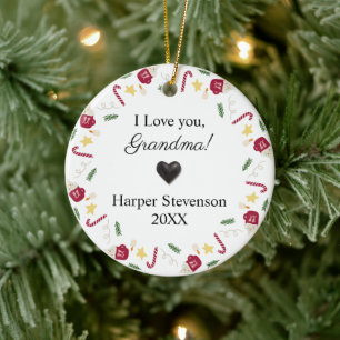 Love You Grandma with Custom Baby Name and Picture Ceramic Tree Decoration