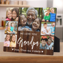 Love You Grandpa 7 Photo Rustic Wood Keepsake