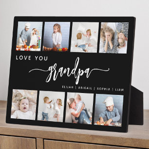 Love You Grandpa 8 Photo Collage Black Plaque