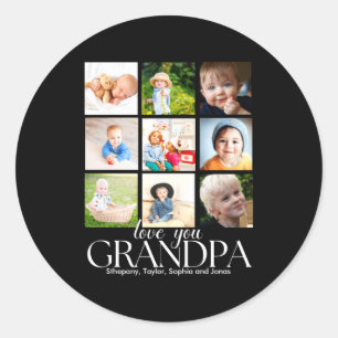 Love You Grandpa Beautiful Collage 9 Photos  Classic Round Sticker