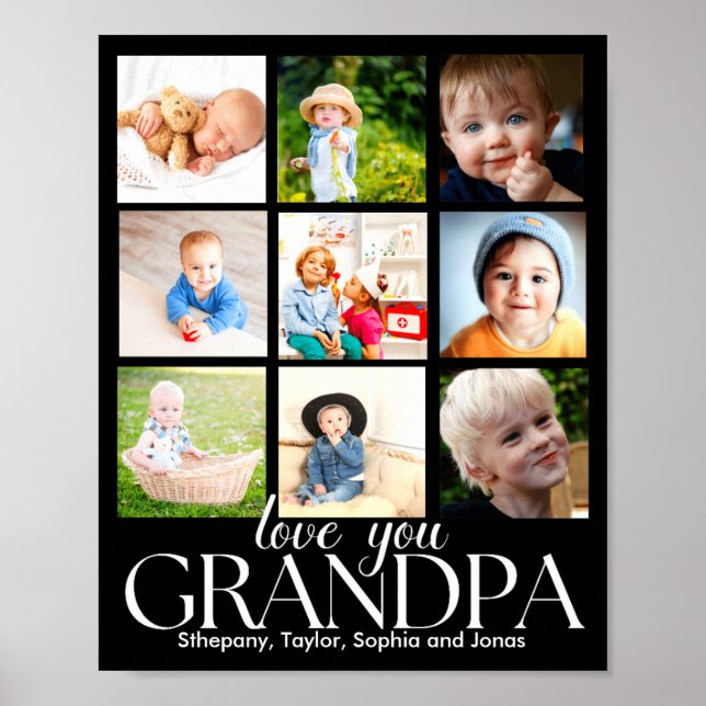 Love You Grandpa Beautiful Collage 9 Photos  Poster (Front)