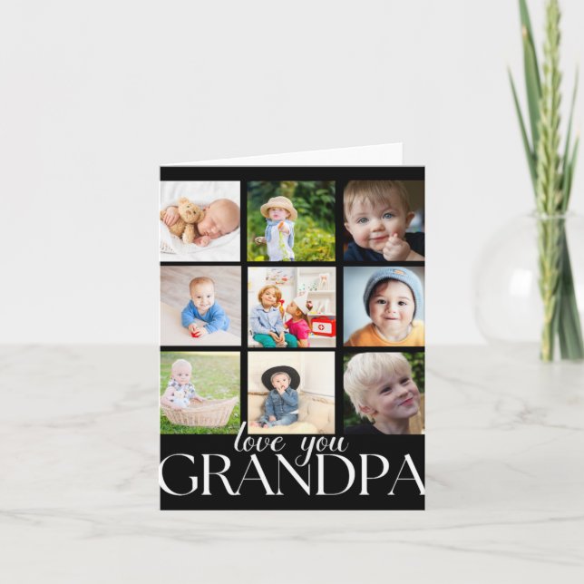 Love You Grandpa Beautiful Collage 9 Photos T Shir Card (Front)